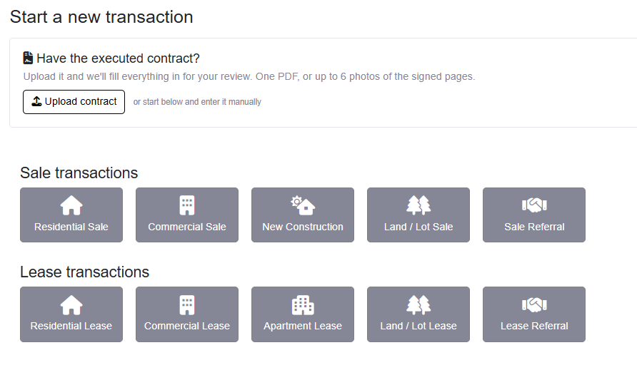 BrokerChamp AI contract intake showing prefilled transaction fields read from an uploaded contract